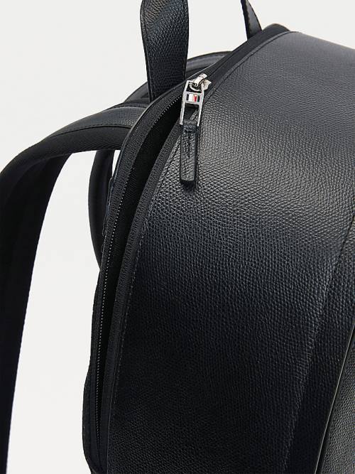 Tommy Hilfiger TH Business Leren Backpack Tassen Heren Zwart | TH132SMX