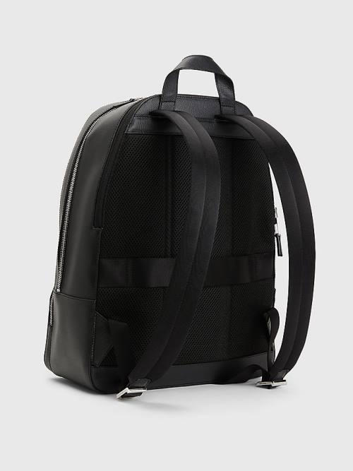 Tommy Hilfiger TH Business Leren Backpack Tassen Heren Zwart | TH372HFS