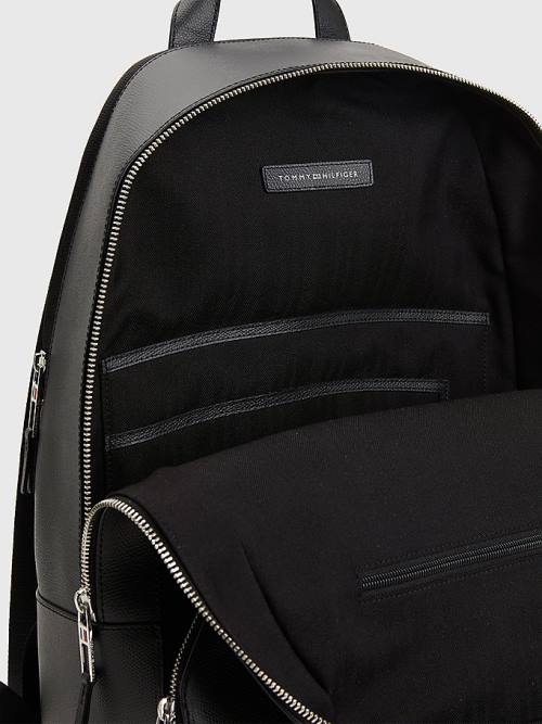 Tommy Hilfiger TH Business Leren Backpack Tassen Heren Zwart | TH372HFS