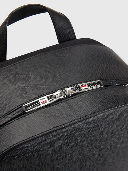 Tommy Hilfiger TH Business Leren Backpack Tassen Heren Zwart | TH372HFS