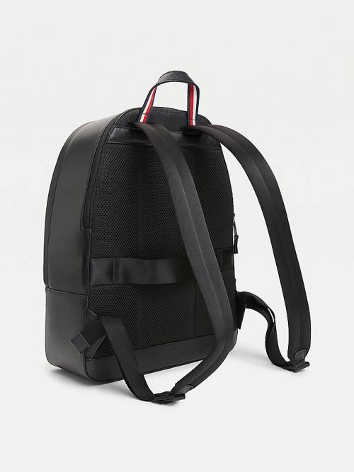 Tommy Hilfiger TH Business Leren Backpack Tassen Heren Zwart | TH759PMS