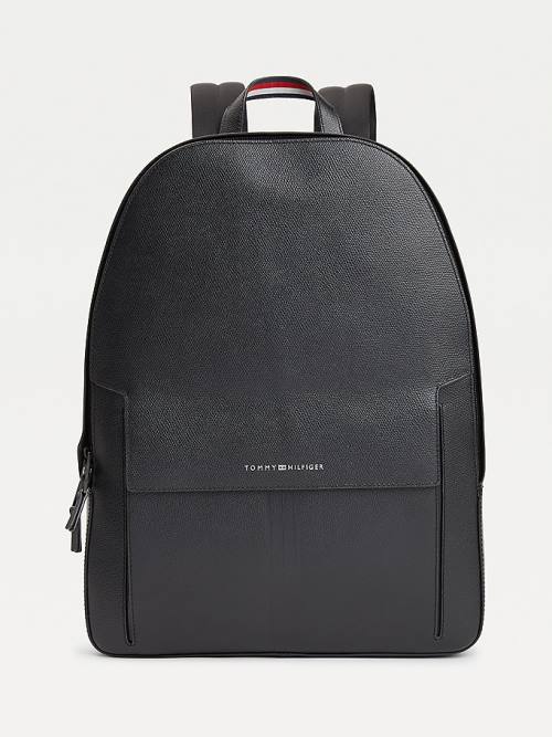 Tommy Hilfiger TH Business Leren Backpack Tassen Heren Zwart | TH759PMS