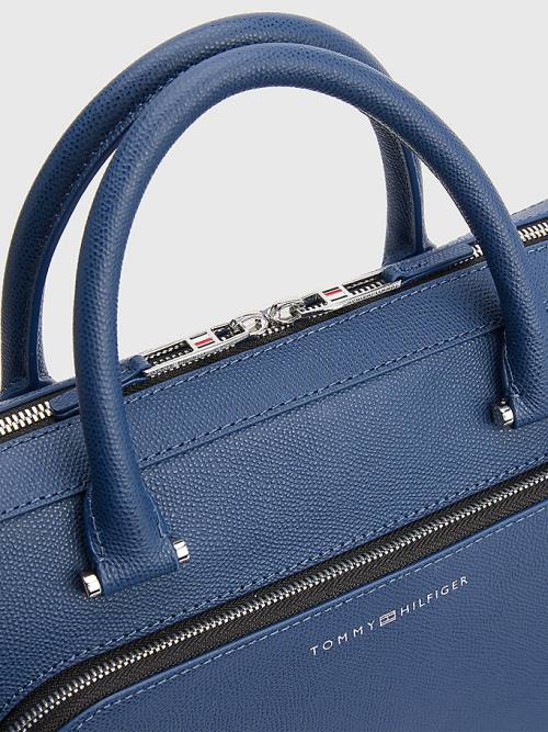 Tommy Hilfiger TH Business Slim Leren Computer Tassen Heren Blauw | TH653REN