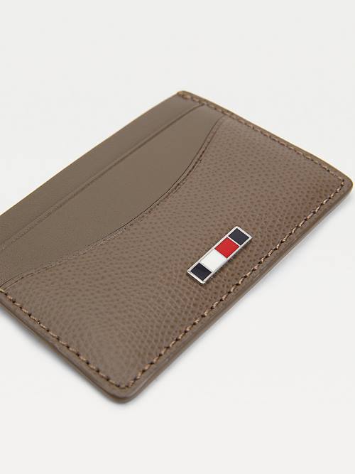 Tommy Hilfiger TH Business Small Leren Card Holder Portefeuille Heren Bruin | TH962EKZ