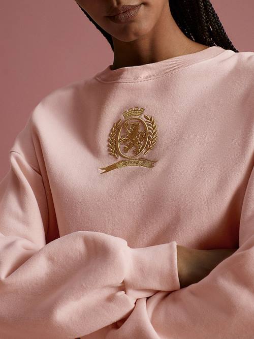 Tommy Hilfiger TH Collecties Crest Relaxed Fit Sweatshirts Dames Roze | TH708LGE