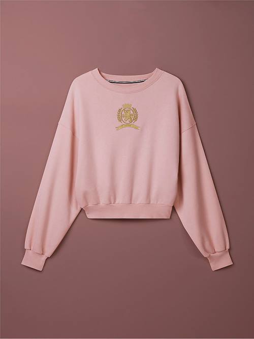 Tommy Hilfiger TH Collecties Crest Relaxed Fit Sweatshirts Dames Roze | TH708LGE