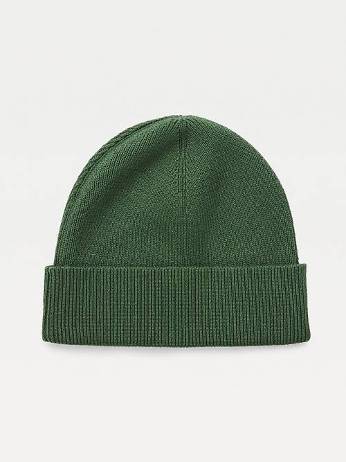 Tommy Hilfiger TH Established Knitted Katoenen Beanie Hoeden Heren Groen | TH721GOA