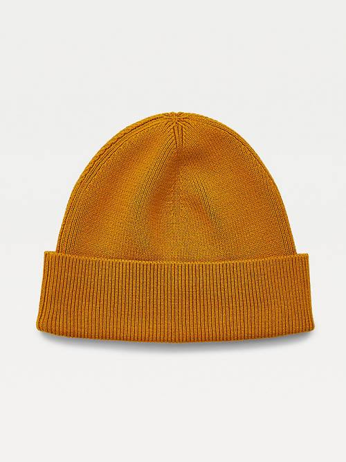 Tommy Hilfiger TH Established Wool Katoenen Beanie Hoeden Heren Goud | TH426WPR