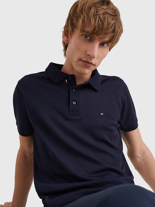 Tommy Hilfiger TH Flex Bubble Weave Slim Poloshirt Heren Blauw | TH134VXO