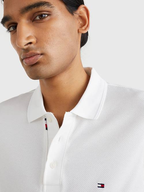 Tommy Hilfiger TH Flex Bubble Weave Slim Poloshirt Heren Wit | TH645MXR