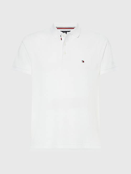 Tommy Hilfiger TH Flex Bubble Weave Slim Poloshirt Heren Wit | TH645MXR