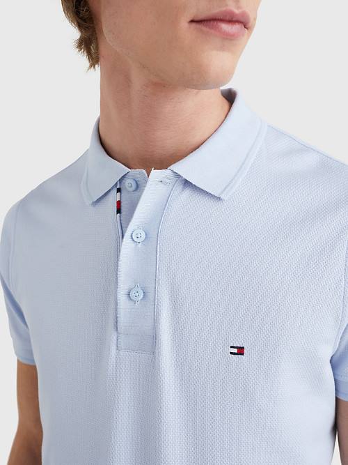 Tommy Hilfiger TH Flex Bubble Weave Slim Poloshirt Heren Blauw | TH831YGI