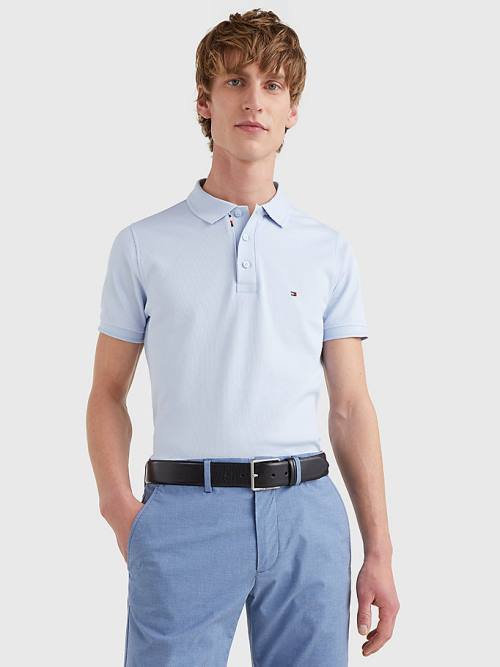 Tommy Hilfiger TH Flex Bubble Weave Slim Poloshirt Heren Blauw | TH831YGI