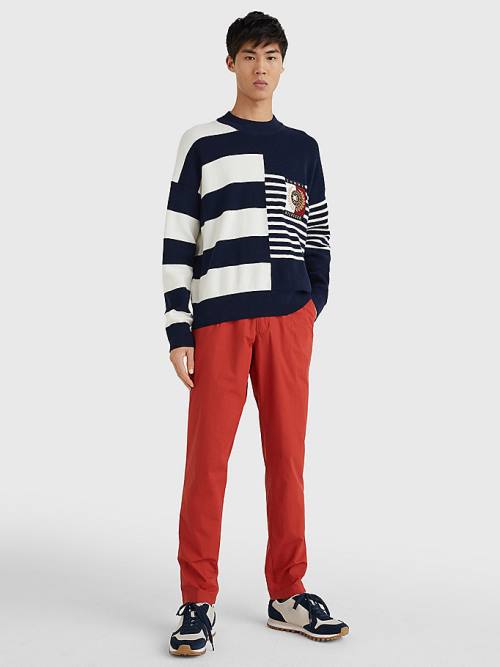 Tommy Hilfiger TH Flex Crest Stripe Jumper Truien Heren Blauw | TH187SCR