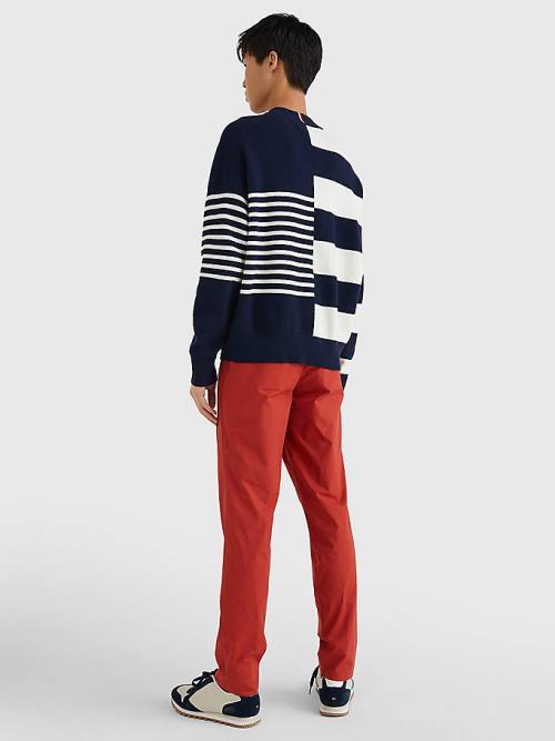 Tommy Hilfiger TH Flex Crest Stripe Jumper Truien Heren Blauw | TH187SCR