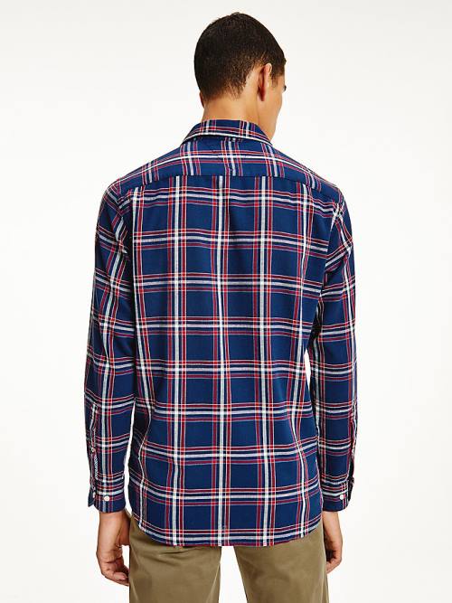 Tommy Hilfiger TH Flex Plaid Regular Fit Overhemd Heren Blauw | TH127NZI