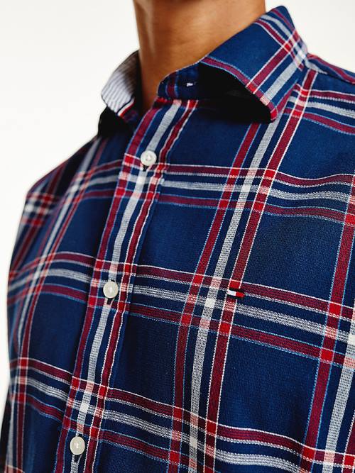 Tommy Hilfiger TH Flex Plaid Regular Fit Overhemd Heren Blauw | TH127NZI