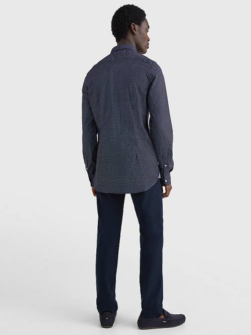 Tommy Hilfiger TH Flex Print Slim Fit Overhemd Heren Blauw | TH274WOL