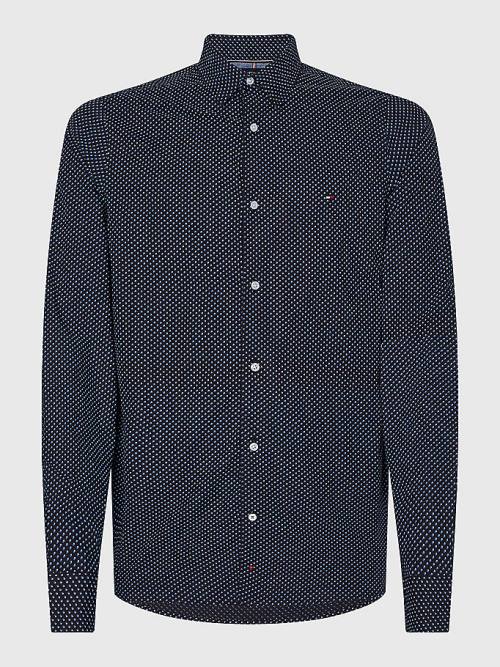 Tommy Hilfiger TH Flex Print Slim Fit Overhemd Heren Blauw | TH274WOL