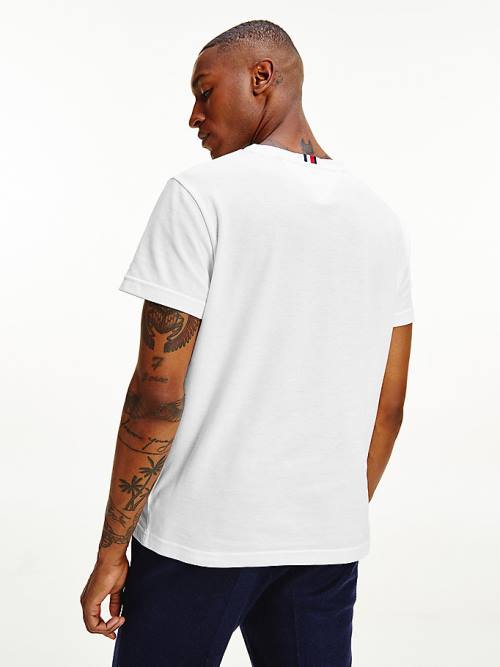 Tommy Hilfiger TH Flex Signature Detailing T-shirts Heren Wit | TH273URM