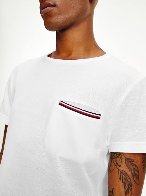 Tommy Hilfiger TH Flex Signature Detailing T-shirts Heren Wit | TH273URM