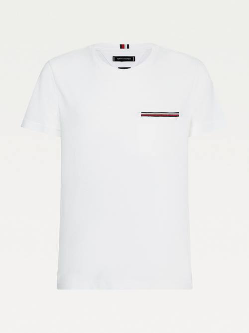 Tommy Hilfiger TH Flex Signature Detailing T-shirts Heren Wit | TH273URM