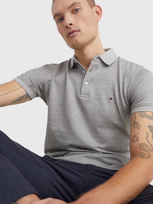 Tommy Hilfiger TH Flex Slim Fit Poloshirt Heren Grijs | TH721XVW