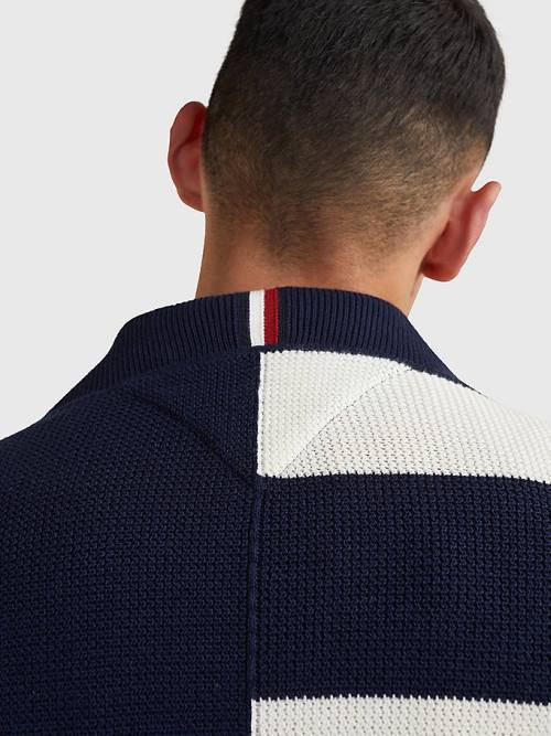 Tommy Hilfiger TH Flex Stripe Crest Cardigan Truien Heren Blauw | TH548HBE