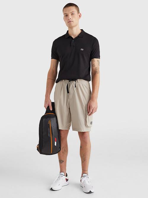 Tommy Hilfiger TH Flex Tech Essentials Slim Poloshirt Heren Zwart | TH381MJU