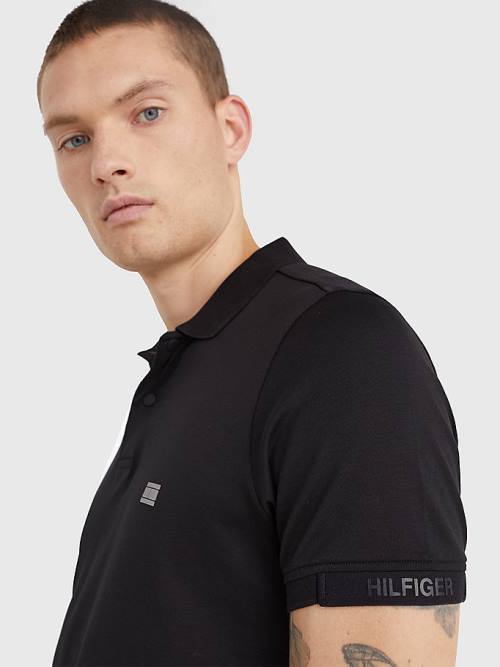 Tommy Hilfiger TH Flex Tech Essentials Slim Poloshirt Heren Zwart | TH381MJU