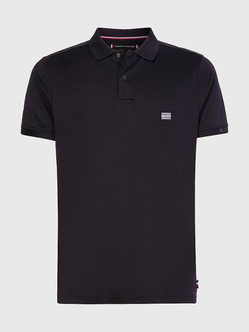 Tommy Hilfiger TH Flex Tech Essentials Slim Poloshirt Heren Zwart | TH381MJU