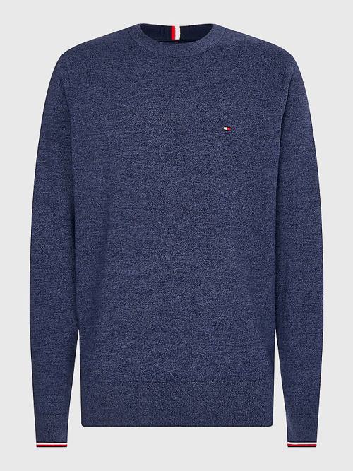 Tommy Hilfiger TH Flex Tipped Cuffs Jumper Truien Heren Blauw | TH042LKG