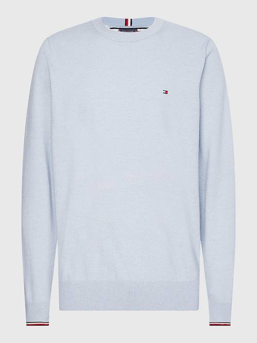 Tommy Hilfiger TH Flex Tipped Cuffs Jumper Truien Heren Blauw | TH720TVS