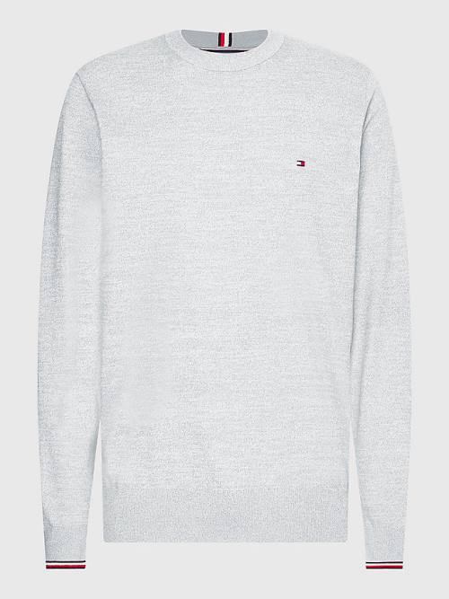 Tommy Hilfiger TH Flex Tipped Cuffs Jumper Truien Heren Grijs | TH860ZPT