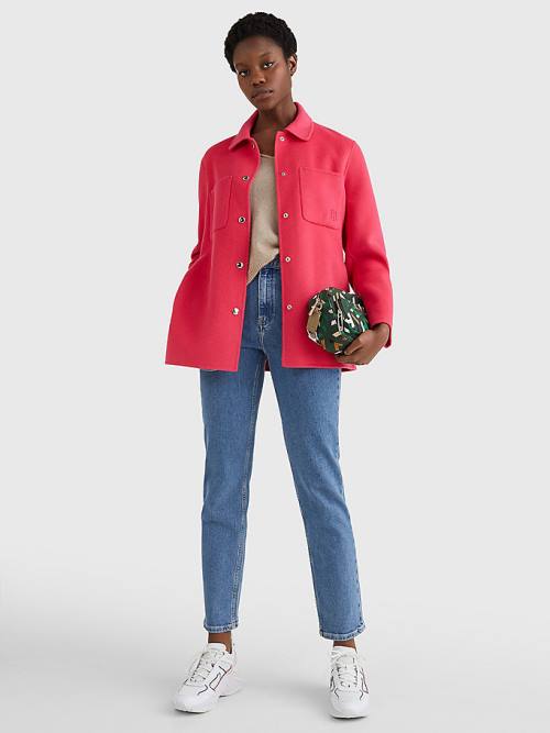 Tommy Hilfiger TH Interlock Belted Shacket Jassen Dames Roze | TH972BQO