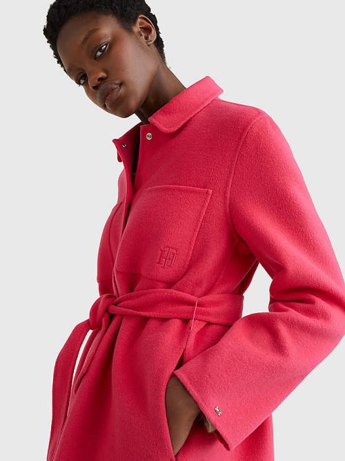 Tommy Hilfiger TH Interlock Belted Shacket Jassen Dames Roze | TH972BQO