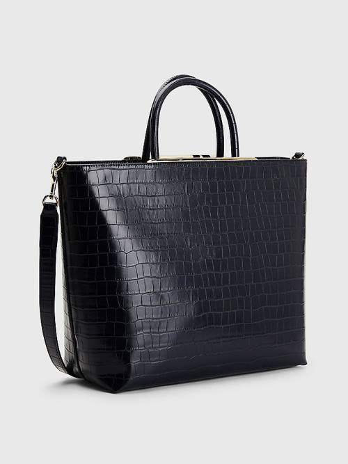 Tommy Hilfiger TH Modern Croco Effect Tote Tassen Dames Blauw | TH281HZS