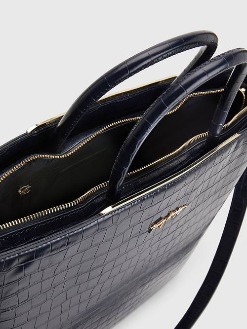 Tommy Hilfiger TH Modern Croco Effect Tote Tassen Dames Blauw | TH281HZS