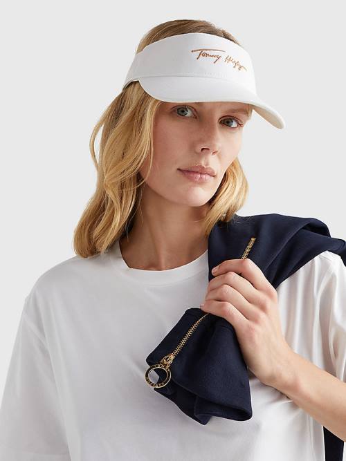 Tommy Hilfiger TH Modern Iconic Signature Visor Hoeden Dames Wit | TH920XIT