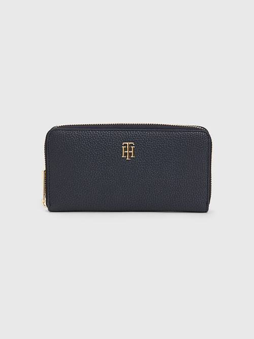 Tommy Hilfiger TH Monogram Large Zip-Around Portefeuille Dames Blauw | TH519CQA