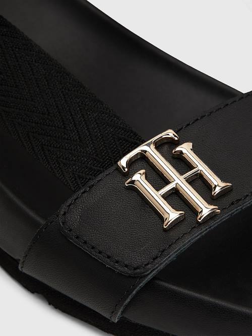 Tommy Hilfiger TH Monogram Riemen Sandalen Dames Zwart | TH657CGM