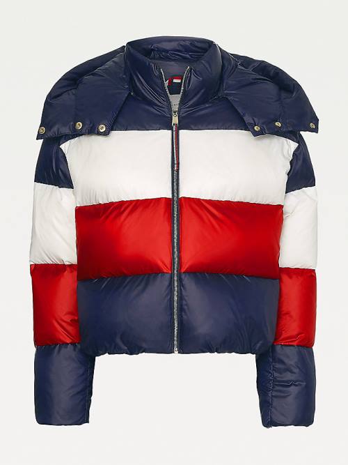 Tommy Hilfiger TH Protect Colour-Blocked Down Puffer Jassen Dames Blauw | TH425MFH