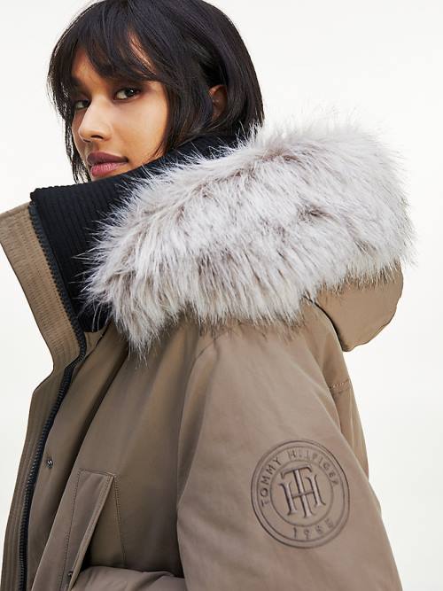 Tommy Hilfiger TH Protect Down Faux Fur Parka Jassen Dames Bruin | TH643YEP