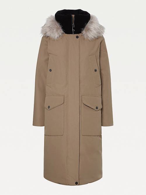 Tommy Hilfiger TH Protect Down Faux Fur Parka Jassen Dames Bruin | TH643YEP