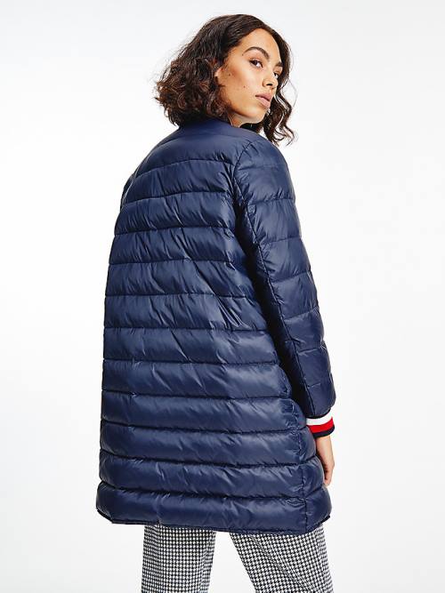 Tommy Hilfiger TH Protect Filled Long Bomber Coat Jassen Dames Blauw | TH489LQG