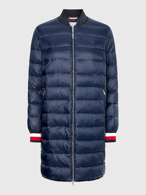 Tommy Hilfiger TH Protect Filled Long Bomber Coat Jassen Dames Blauw | TH489LQG