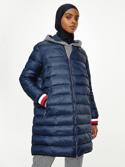 Tommy Hilfiger TH Protect Filled Long Bomber Coat Jassen Dames Blauw | TH489LQG