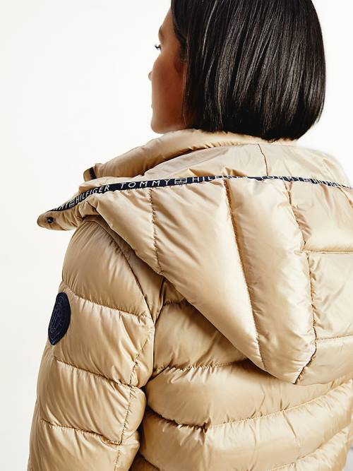 Tommy Hilfiger TH Protect High-Shine Down Puffer Jassen Dames Beige | TH940BRS