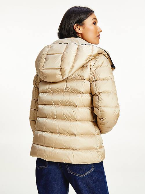 Tommy Hilfiger TH Protect High-Shine Down Puffer Jassen Dames Beige | TH940BRS