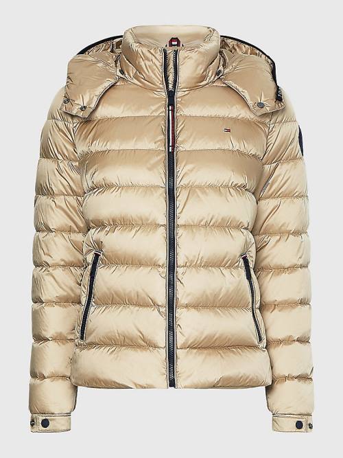 Tommy Hilfiger TH Protect High-Shine Down Puffer Jassen Dames Beige | TH940BRS